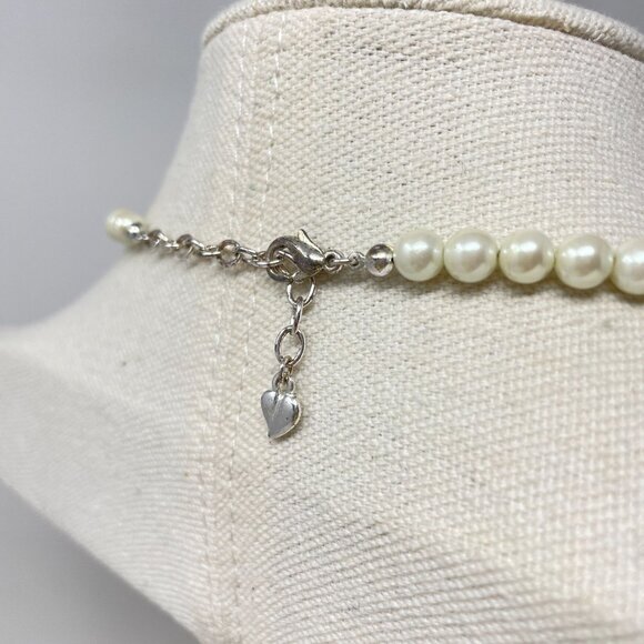 Carolee Signed Faux Pearl Rhinestone Necklace Classic Old Money Regency Coquette - Picture 5 of 10